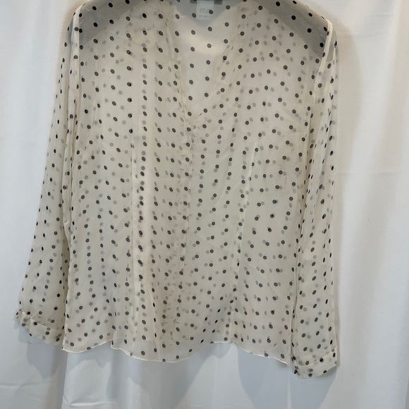 Bryan Emerson white with black polka dot ruffle Silk blouse medium - Picture 7 of 8